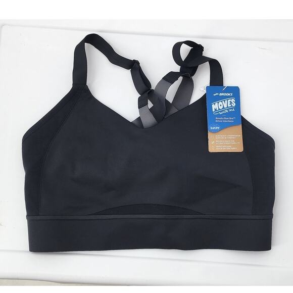 New NWT Brooks Drive Interlace Run Bra Black Size 34 F FF - Picture 4 of 8